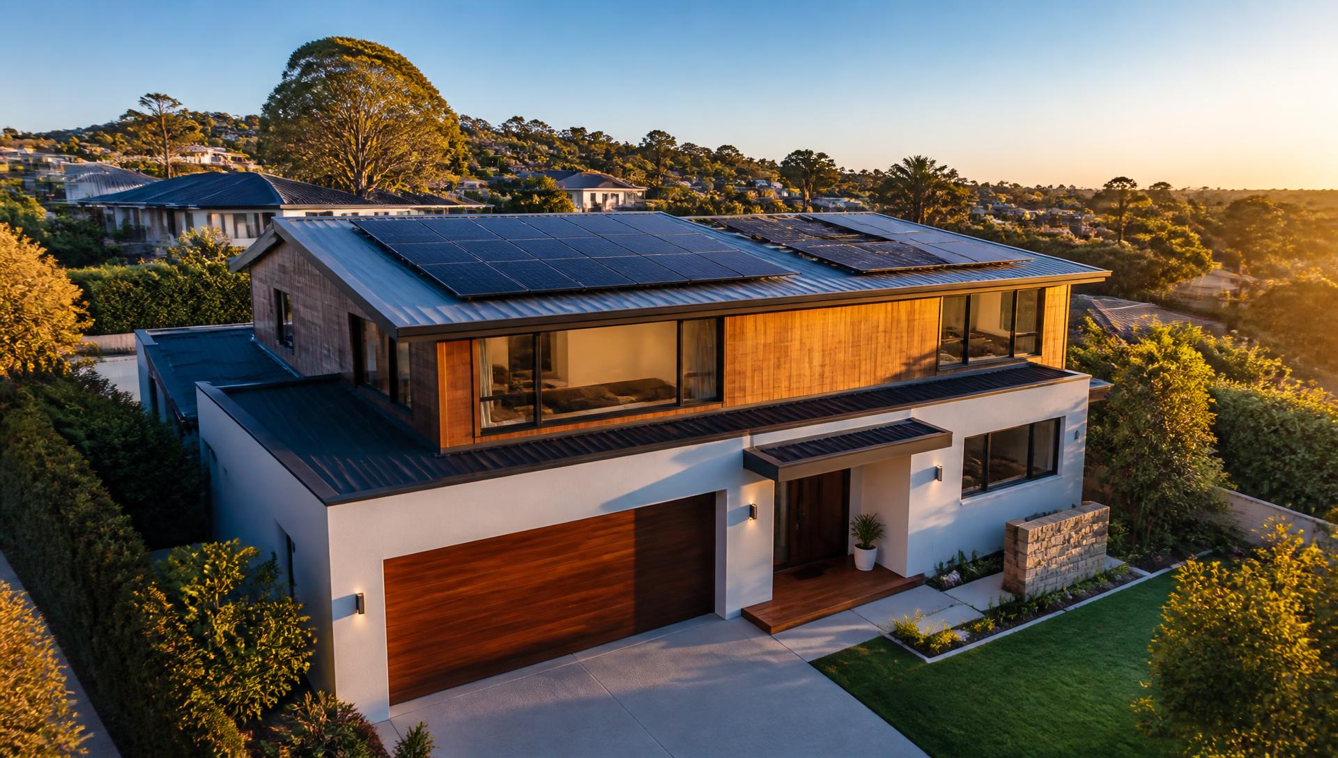 Australian home with rooftop solar panels
